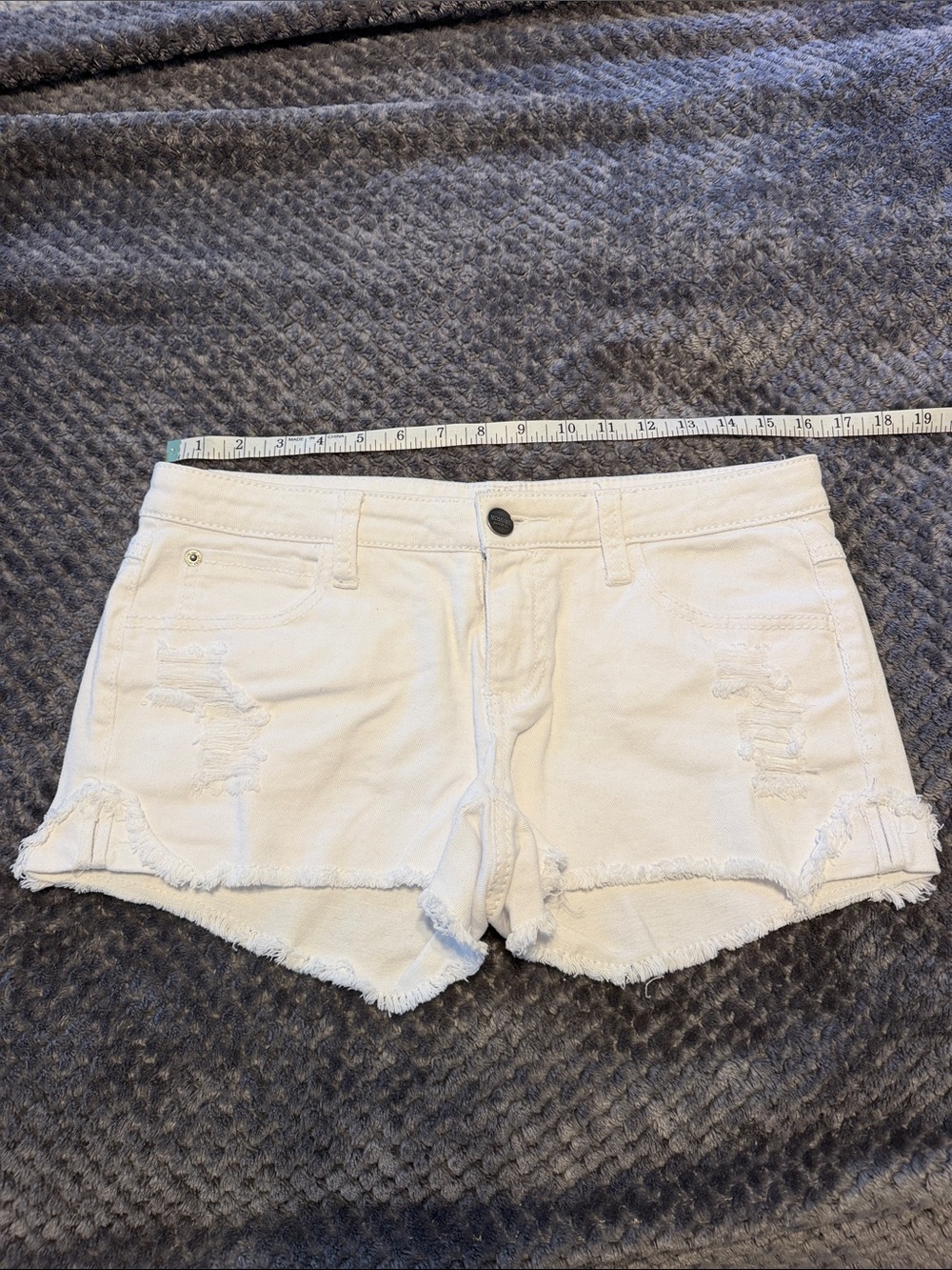 Mossimo Supply Co. White Distressed Denim Jean Shorts